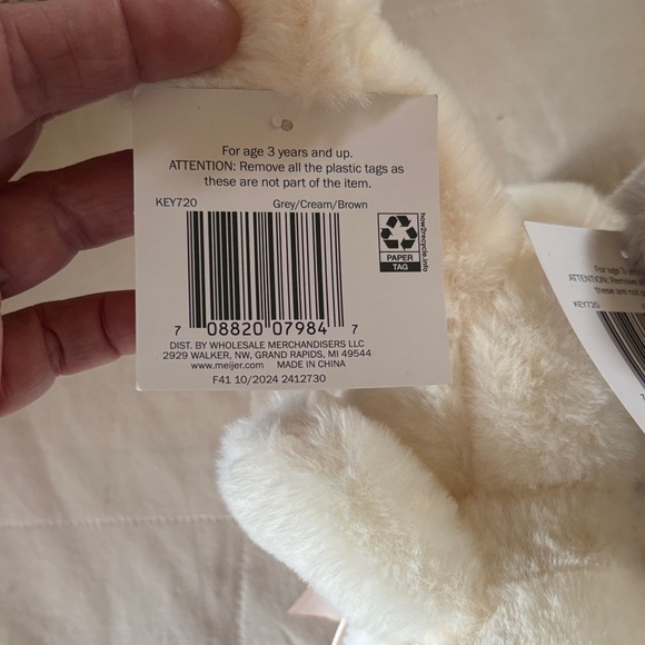 Set of 2 Plush Easter Bunnies NEW SOFT Ivory & Gray 10" Stuffed Animal Rabbit - Picture 6 of 10